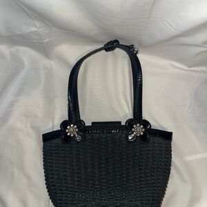 Brighton Black Shoulder Bag with Floral Accents